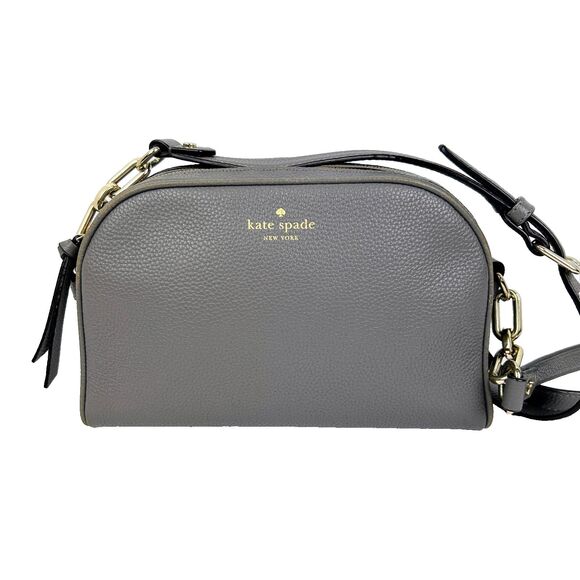 Kate Spade Mulberry Street Darian Camera Bag Grey Leather Chain Crossbody Purse - Picture 1 of 16
